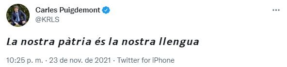 TUIT Carles Puigdemont imposicion castellano