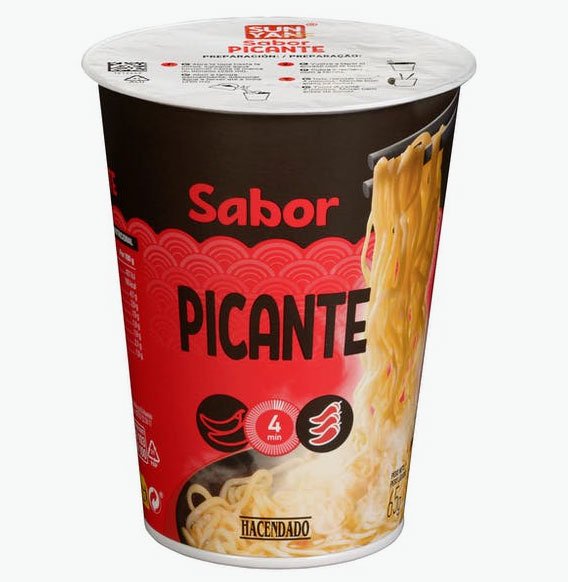 Noodles de Hacendado amb sabor picant a la venda a Mercadona