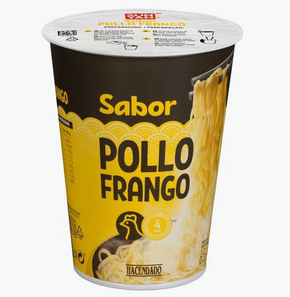 Noodles de Hacendado amb sabor a pollastre a la venda a Mercadona