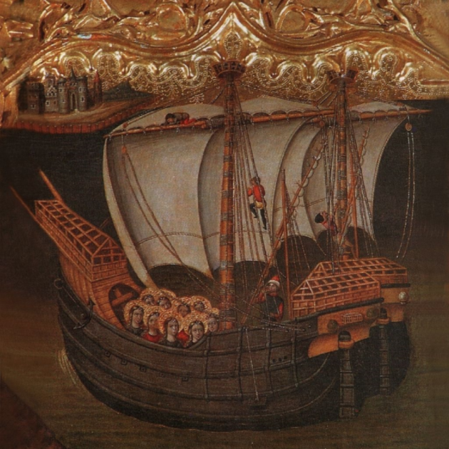 Representación de una coca mercante catalana (siglo XV). Fuente Museo Marítimo de Barcelona