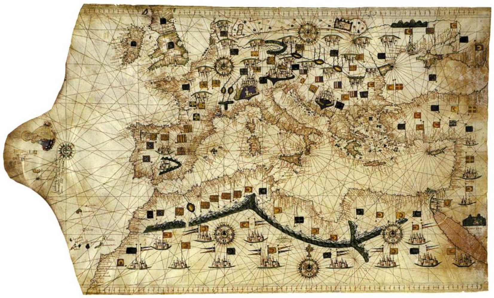 Carta nautica siciliana (1535), obra de Jacobus Russo. Font Enciclopedia de Ibiza y Formentera