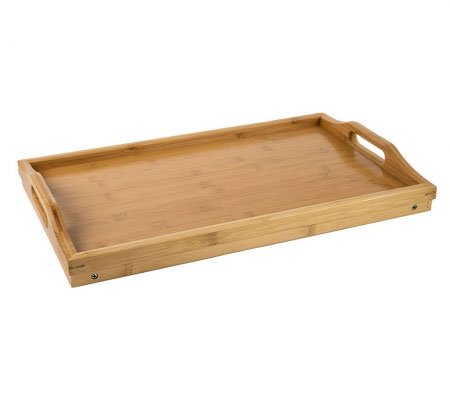 Mesa de bambu con bandeja plegable a la venta en la web de Carrefour2