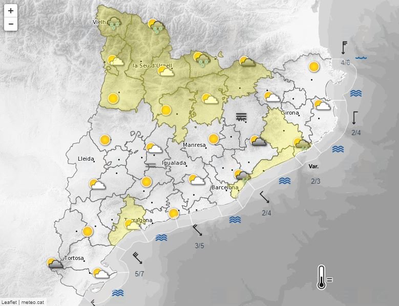 Predicción 2 diciembre Meteocat
