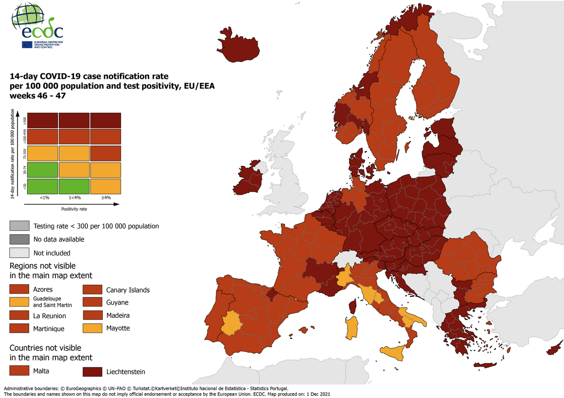 La major part de les regions de la UE, en risc alt o màxim per covid