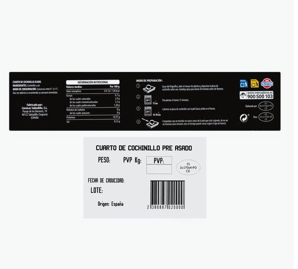 Quart de garrí de lletó rostit Hacendado a la venda a Mercadona