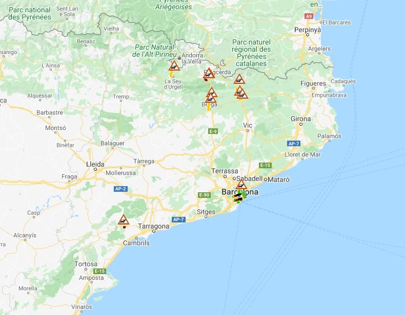 mapa trafico catalunya 20 horas 7 diciembre 2021