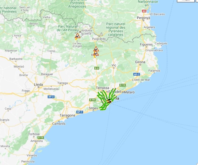 mapa trafico catalunya 22 horas 7 diciembre 2021