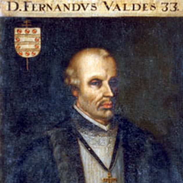 Mor l'Inquisidor Valdés, el primer que va prohibir l'ús del català. Representació de Valdés. Font Antigua Hermandad de los Negros de Sevilla