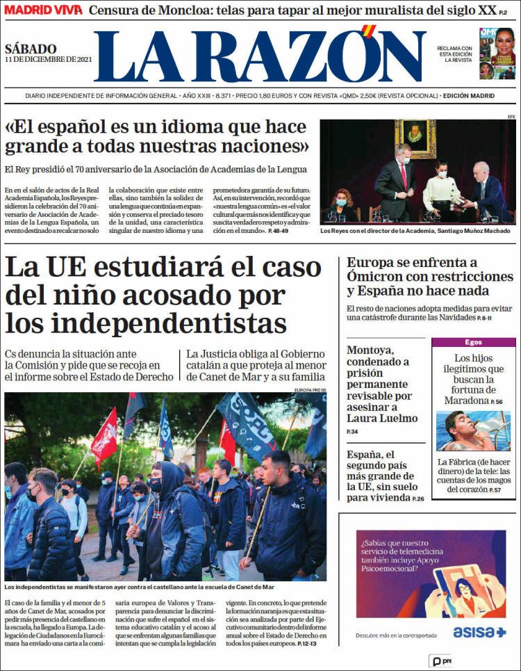 portada la razón 11 diciembre 2021 portada la razón 11 diciembre 2021
