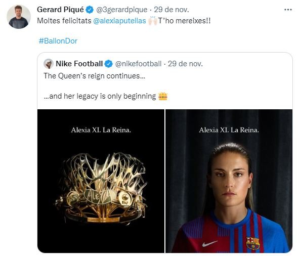 Pique felicita a Alexia Putellas TUIT