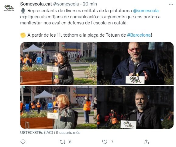 TUIT Som Escola manifestacion catalan escuela TUIT Som Escola manifestacion catalan escuela