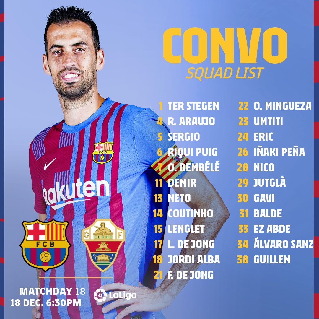 Convo Barça Elx