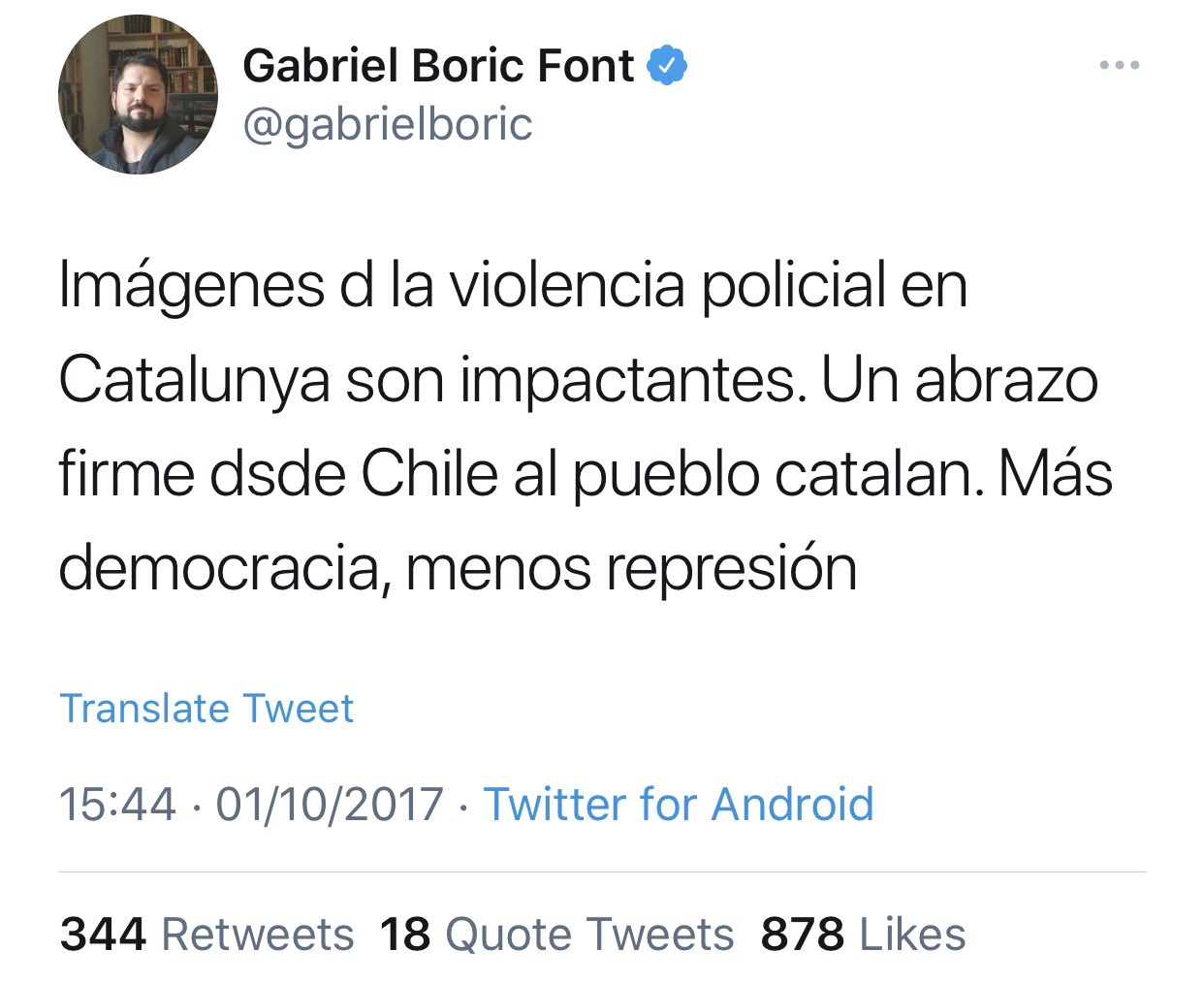 TUIT gabriel boric referendum catalunya