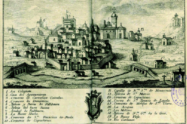 Grabado de Manresa (siglo XVIII). Fuente Biblioteca Digital Hispánica