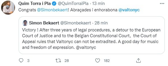 TUIT Quim Torra Valtonyc extradicio
