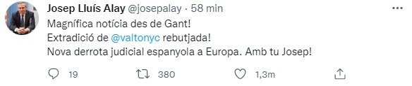TUIT Alay Valtònyc extradicio
