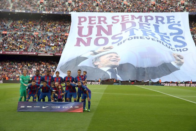 Luis Enrique despido Camp Nou pancarta EFE