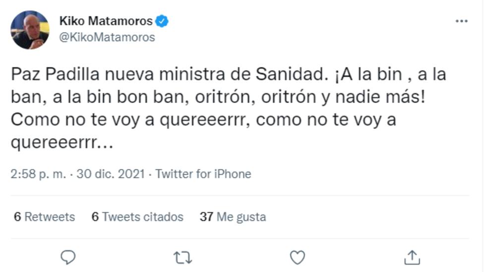 Kiko Matamoros contra Paz Padilla tuit borrado Twitter