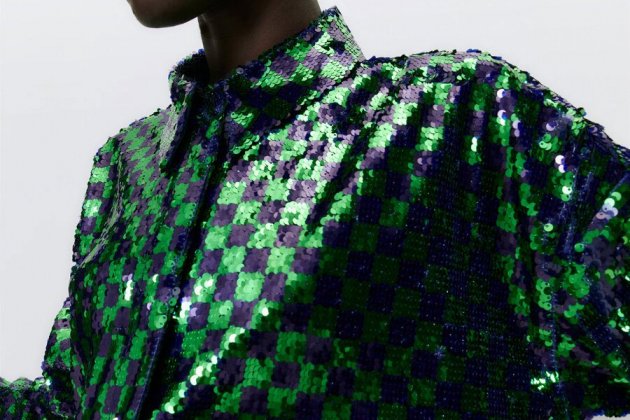 Sobrecamisa de cuadros y lentejuelas