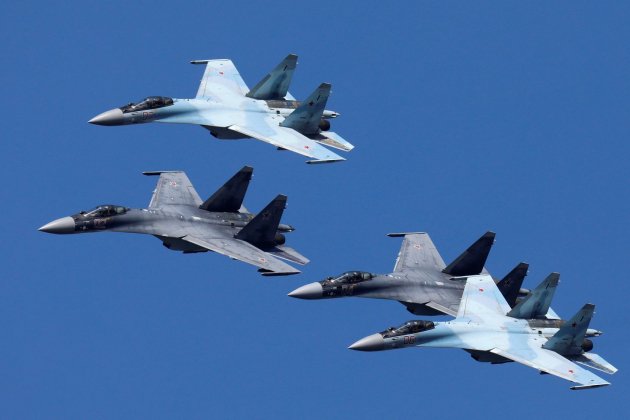Alguns avions de guerra del fabricant aeronàutic Sukhoi