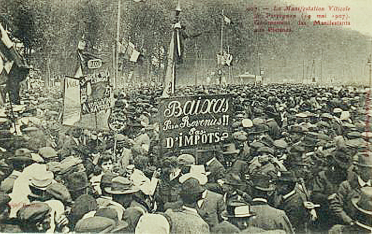Manifestación de Perpinyà (2). 19 de mayo de 1907. Fuente Wikimedia Commons