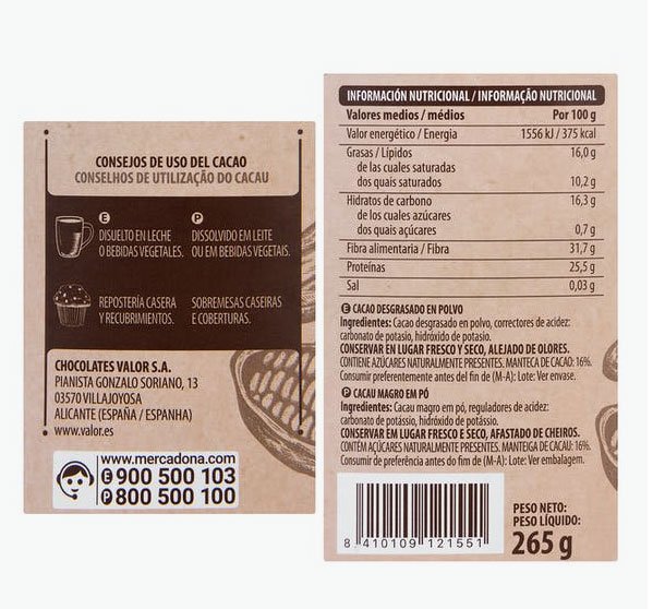 Cacao puro en polvo La Chocolatera a la venta en Mercadona