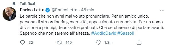 TUIT enrico letta muerte sassoli
