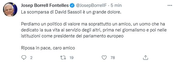 TUIT josep borrell muerte sassoli