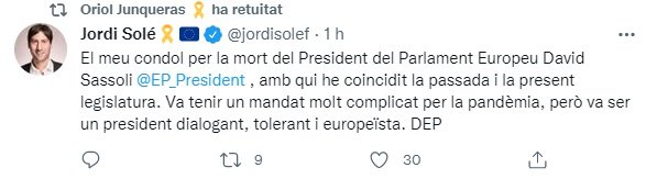 TUIT jordi solé muerte sassoli