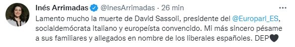 TUIT ines arrimadas muerte sassoli
