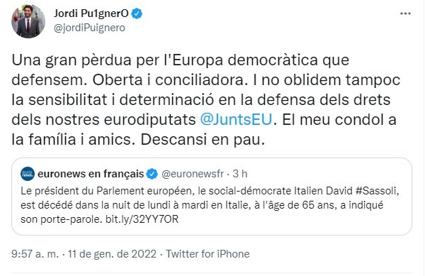 tuit Puigneró muerte sassoli