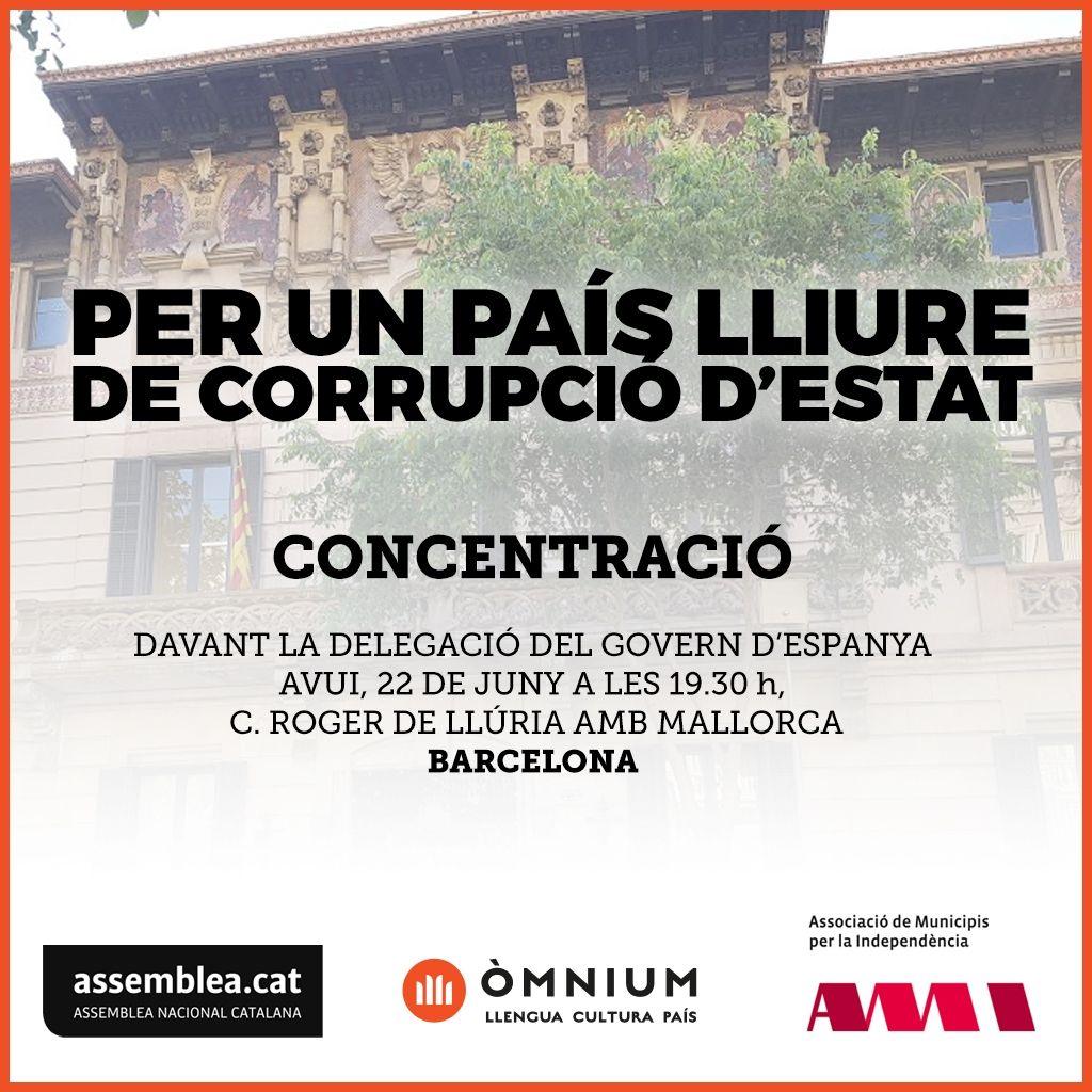 Les entitats sobiranistes convoquen una concentració davant la Delegació del Govern