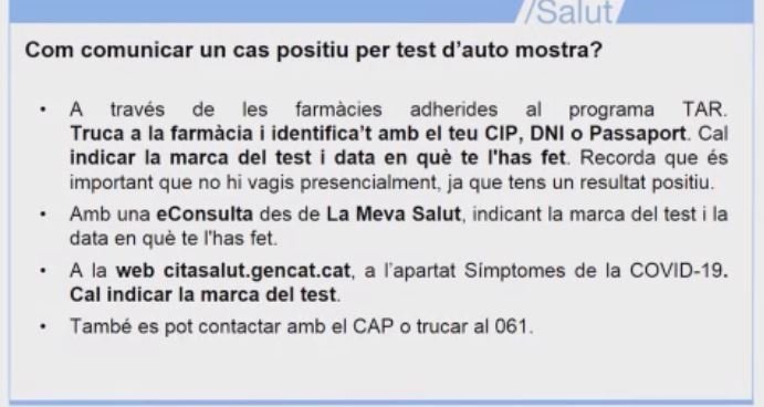 comunicar positivo covid salud
