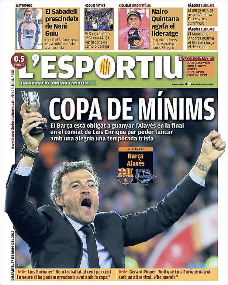 L'Esportiu Portada 27 05 2017