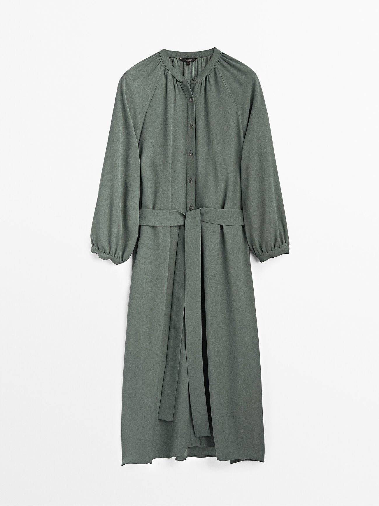 Vestido midi de manga abullonada de Massimo Dutti