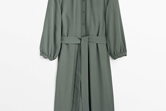 Vestido midi de manga abullonada de Massimo Dutti