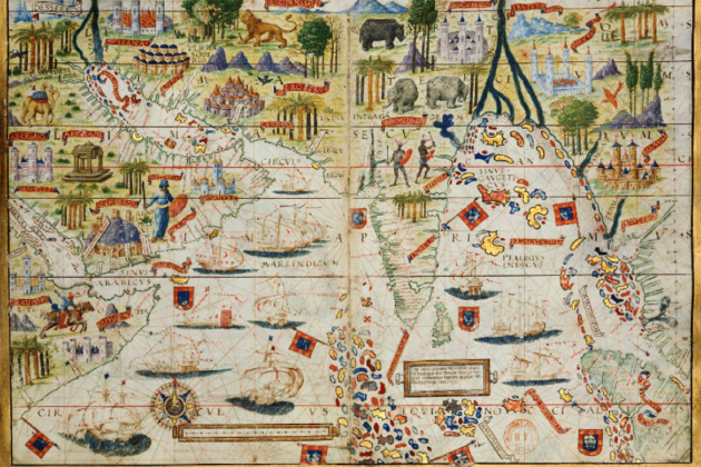 Mapa portugués de la India (1519), obra del cartograf Jorge Reinel. Fuente Bibliothèque Nationale de France