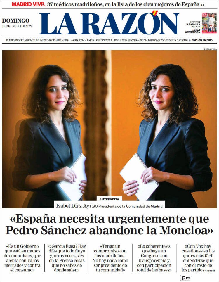 portada la razón 16 enero 2022 portada la razón 16 enero 2022