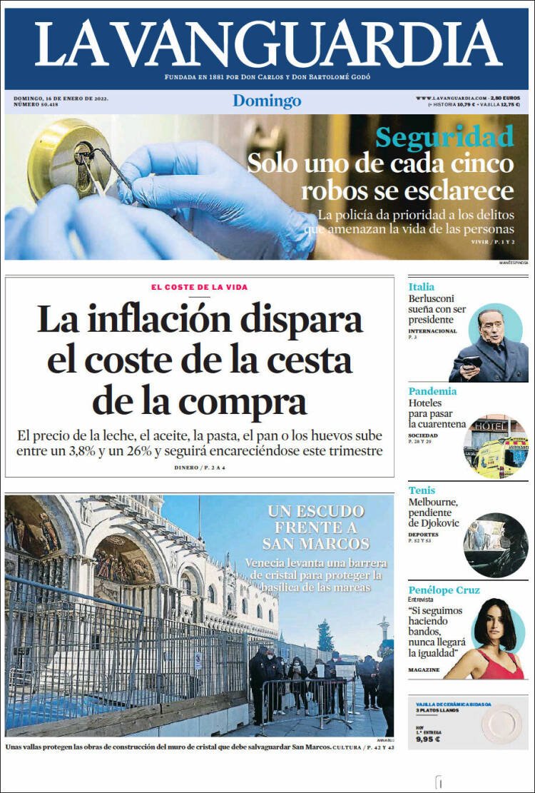 portada la vanguardia 16 enero 2022 portada la vanguardia 16 enero 2022