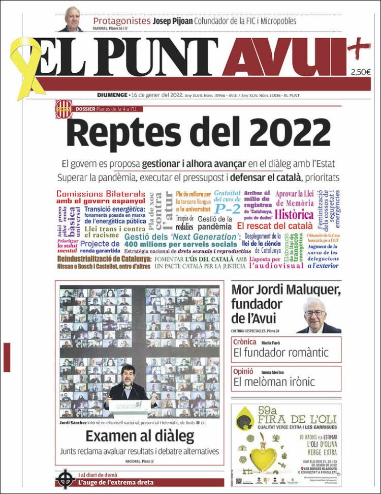 portada el punt avui 16 enero 2022 portada el punt avui 16 enero 2022