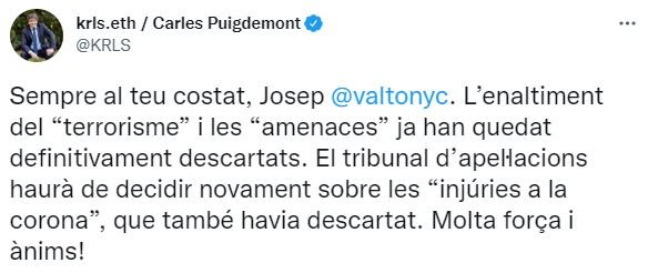 TUIT Carles Puigdemont