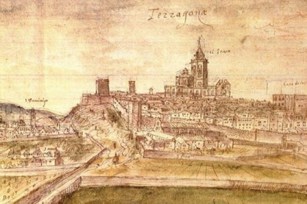 Representación de Tarragona (1563), obra de Wyngaerde. Fuente Museo Nacional de Arte de Tarragona