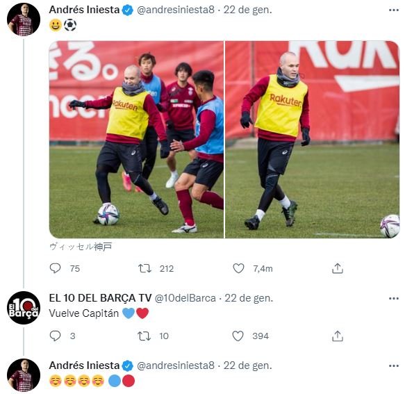 Iniesta Twitter vuelve capitan TUIT