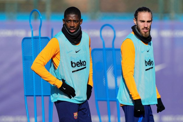 Dembele Mingueza entrenament Barca EFE