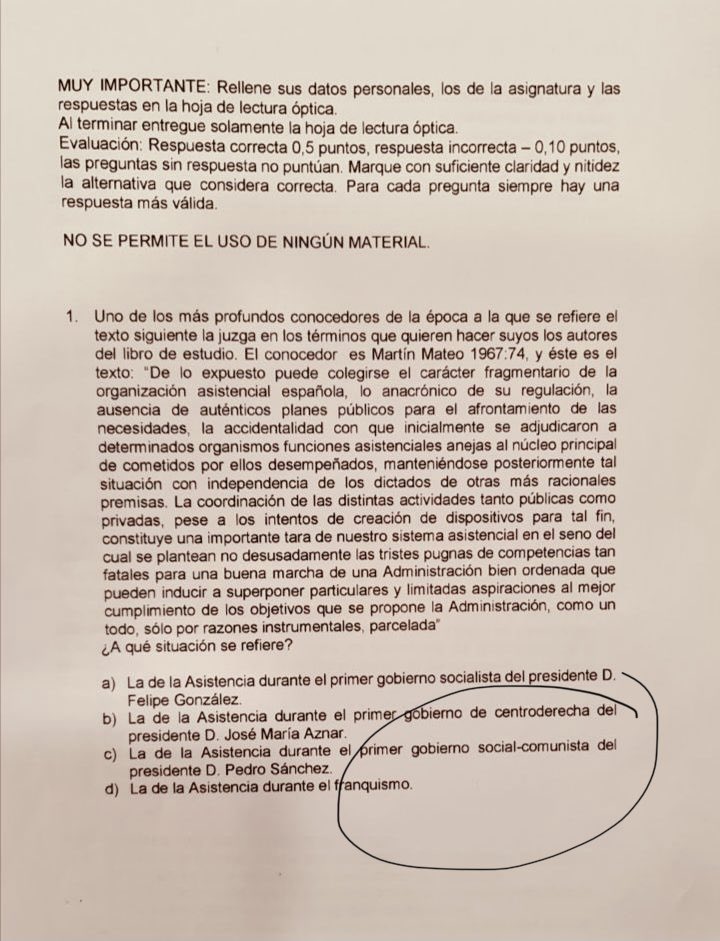Examen UNED Pablo Iglesias