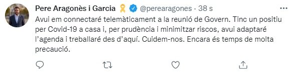 TUIT aragonès covid