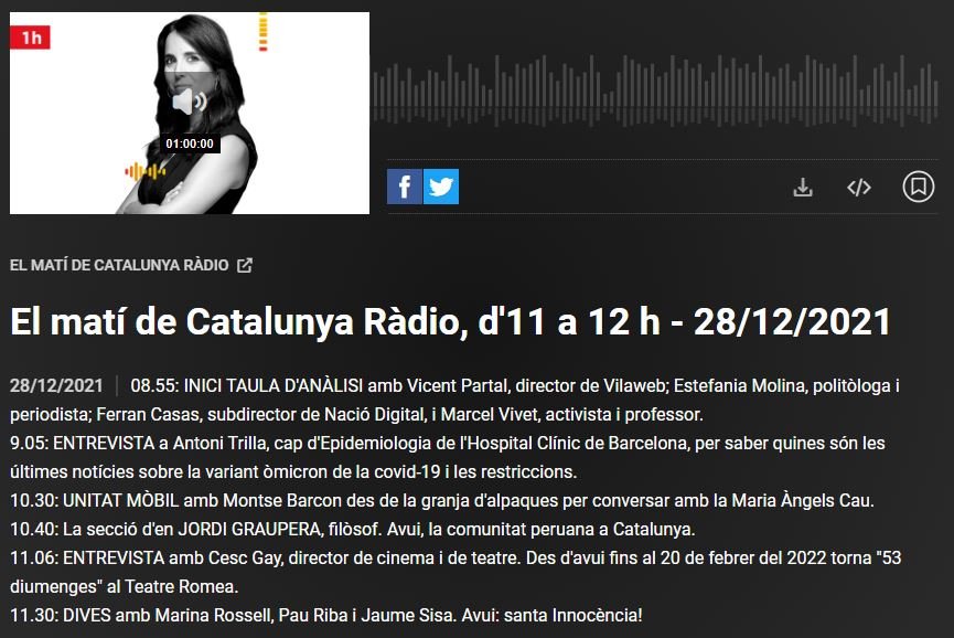 El Matí de Catalunya Ràdio, con el activista y profesor Marcel Vivet   Captura de Pantalla