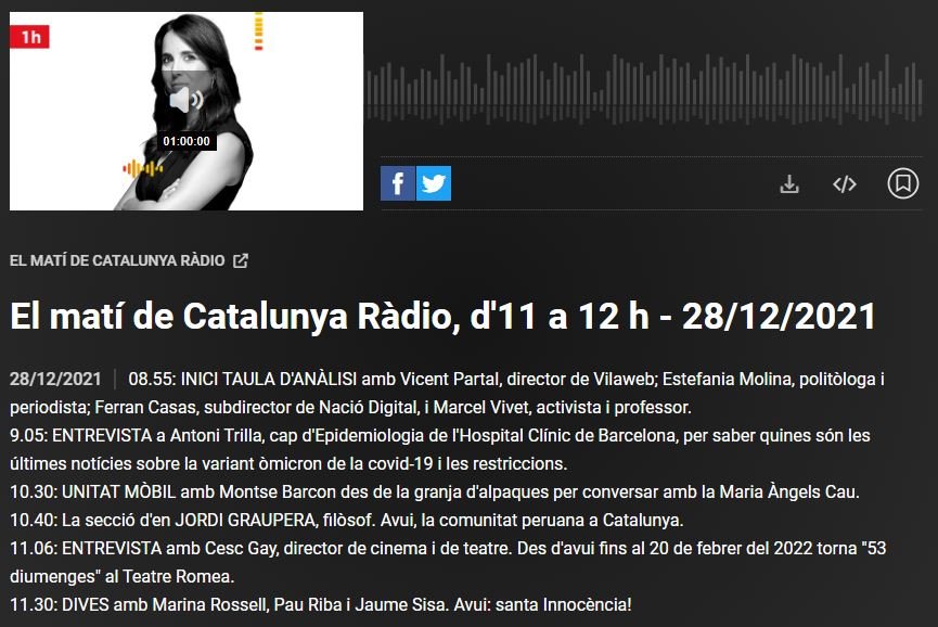 La Mañana de Catalunya Radio, cono el activista y profesor Marcel Vivet Captura de Pantalla