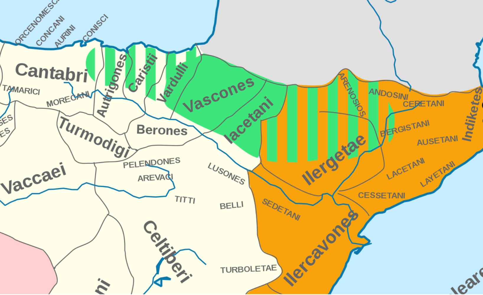 Mapa de los pueblos pre romanos del valle del Ebro. Fuente Universidad de Lisboa