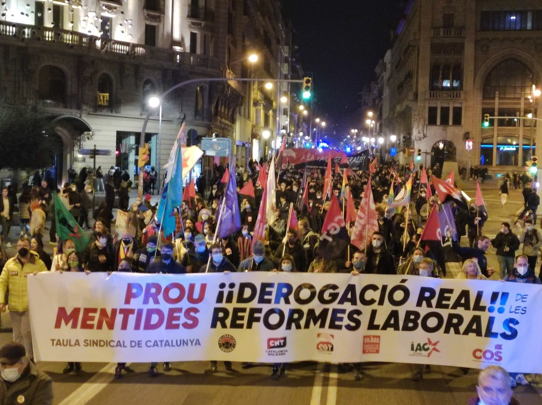 Manifestación contra la reforma laboral en Barcelona